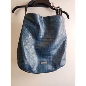 Coach Avery‎ Teal Crocodile Embossed Leather Bag F26122 EUC